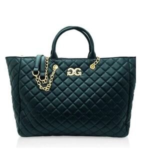 Gilda Paris Black Large Quilted Tote, NEW